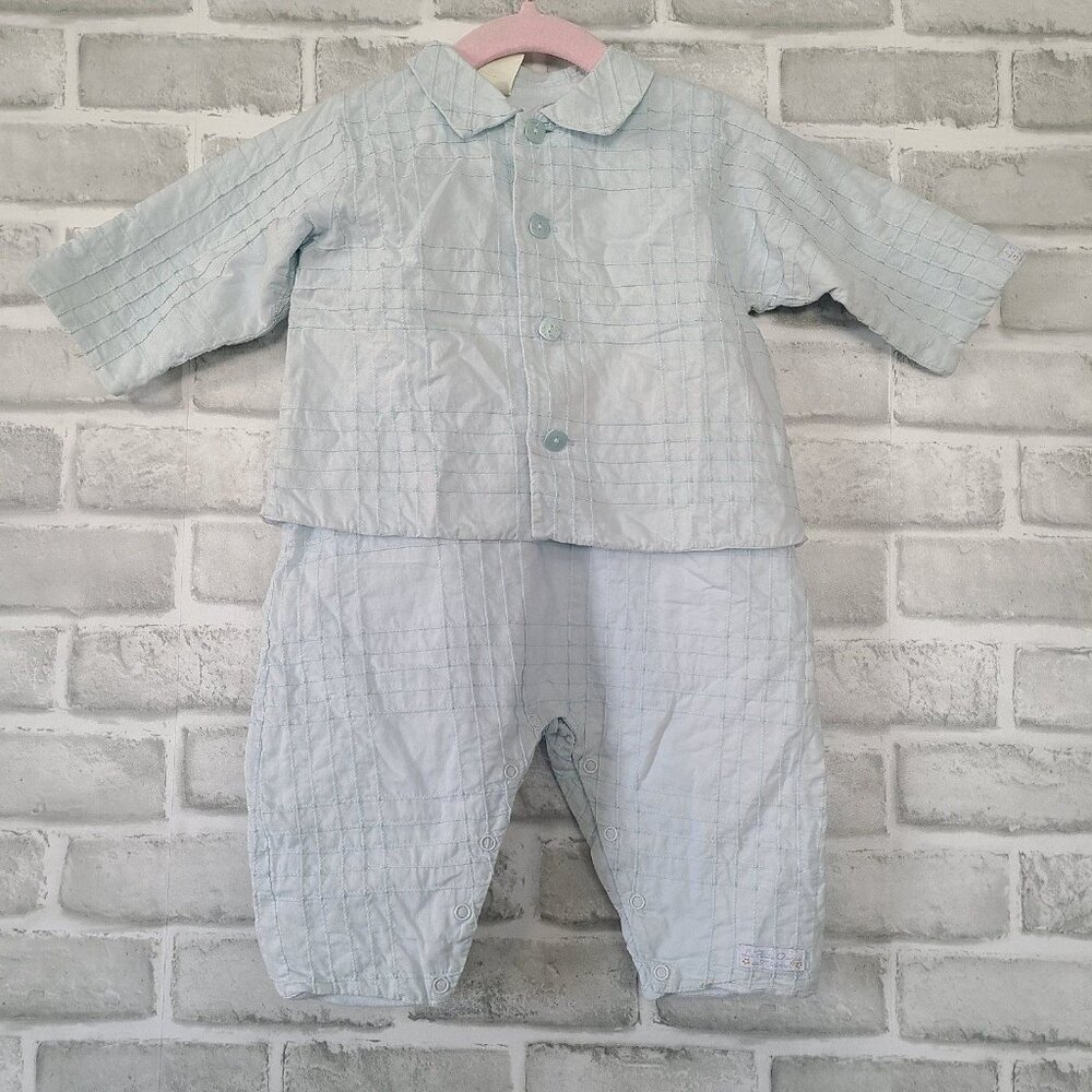 Luxury Baby France Boutique Romper Jacket Set Cotton Pintuck Detail 6 to 9 mos